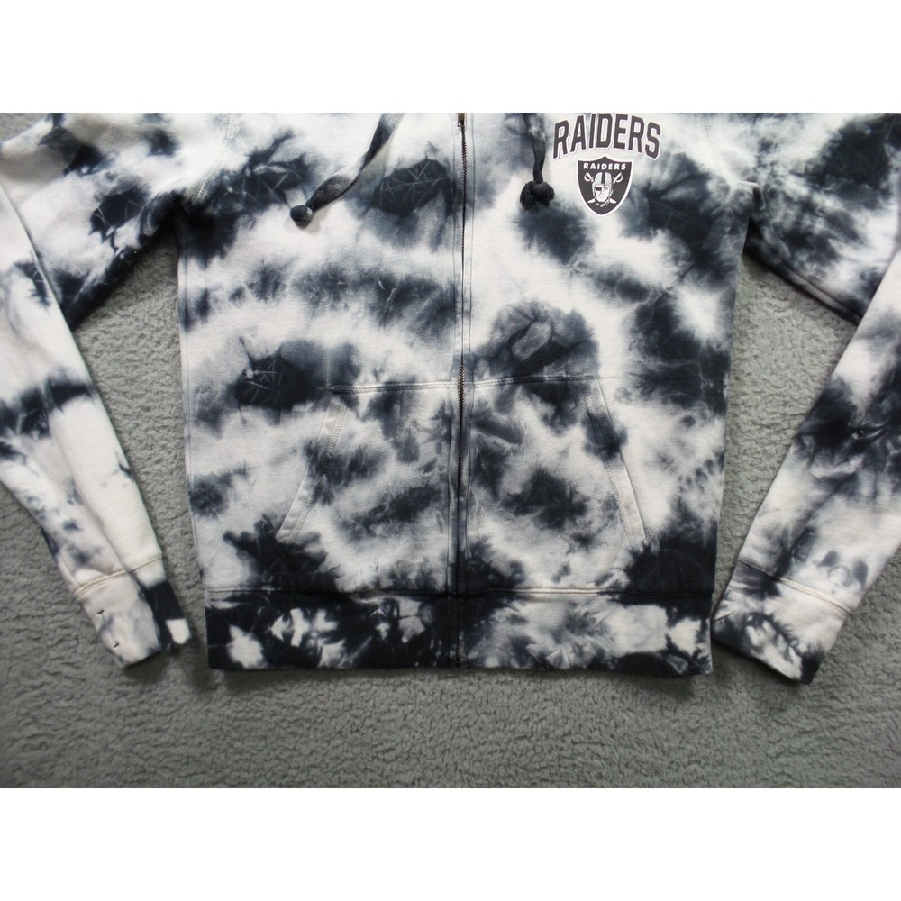 Raiders Sweatshirt Womens Size S White Black Tie Dye Full Zip NFL Team Apparel - Picture 2 of 14
